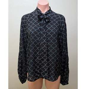 7 For All Mankind Black Chain Bow Blouse Women S